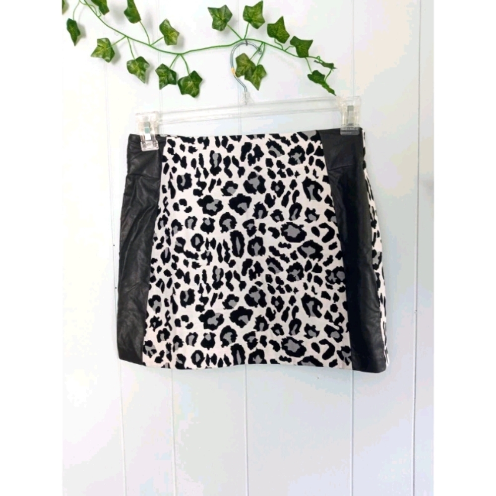 NWT Ovi Animal Print Faux Leather Mini Skirt